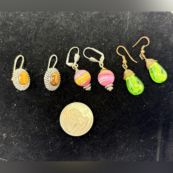 Three Pair of Gorgeous Colorful Drop Earrings - Picture 5 of 5